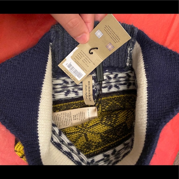 ❤️$295 Burberry Fair Isle Wool Blend Beanie NWT - Picture 6 of 6